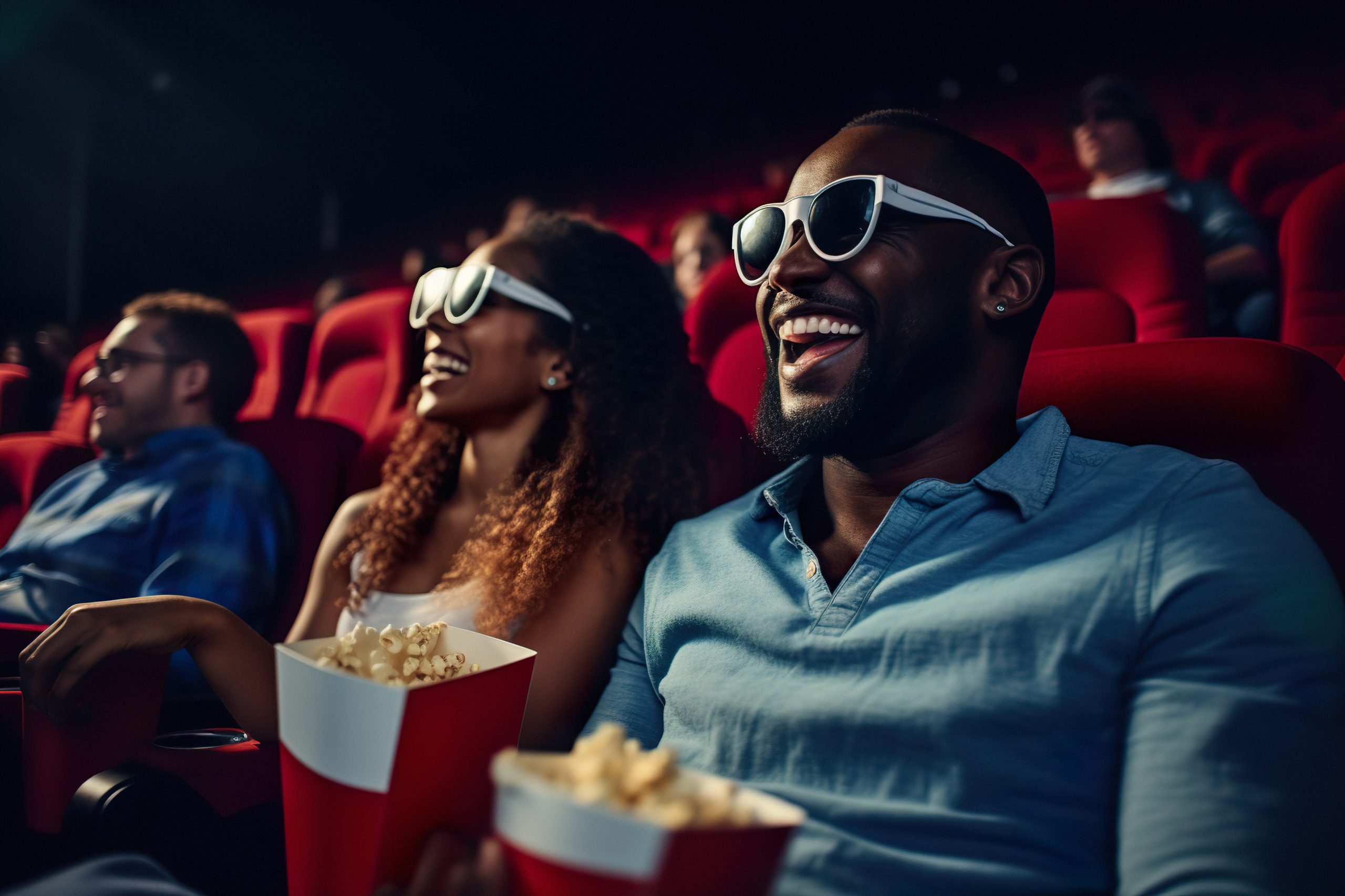 Concept of resting by watching movie in the cinema